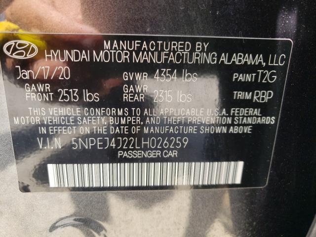 Photo 9 VIN: 5NPEJ4J22LH026259 - HYUNDAI SONATA SEL 