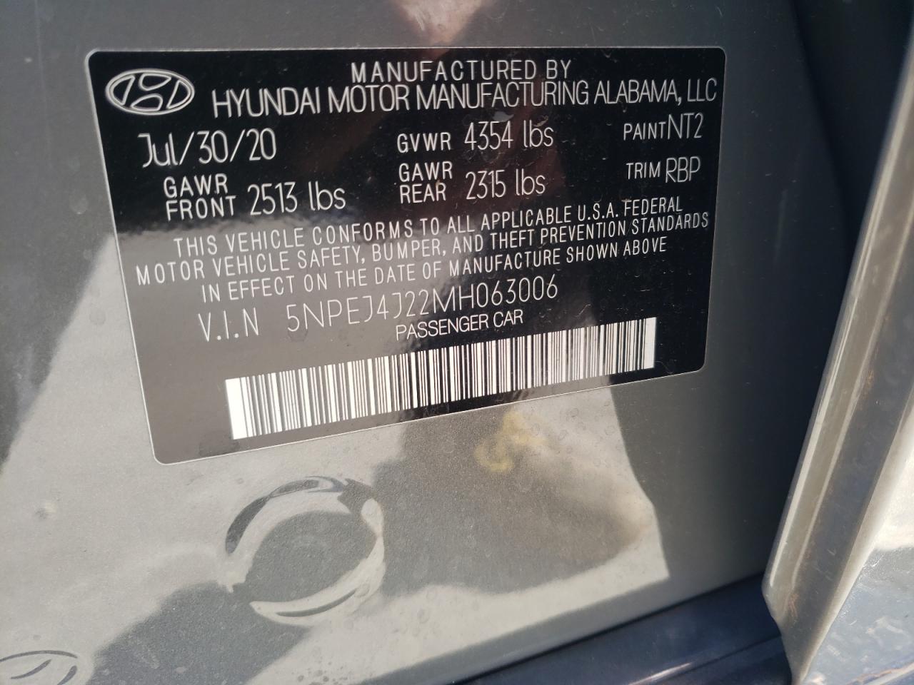 Photo 11 VIN: 5NPEJ4J22MH063006 - HYUNDAI SONATA 