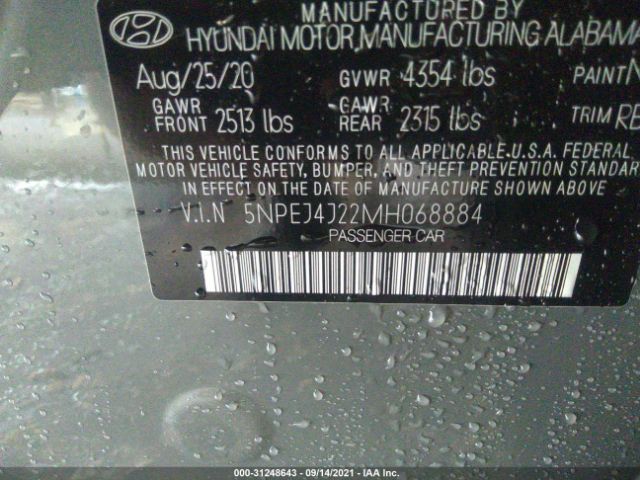 Photo 8 VIN: 5NPEJ4J22MH068884 - HYUNDAI SONATA 