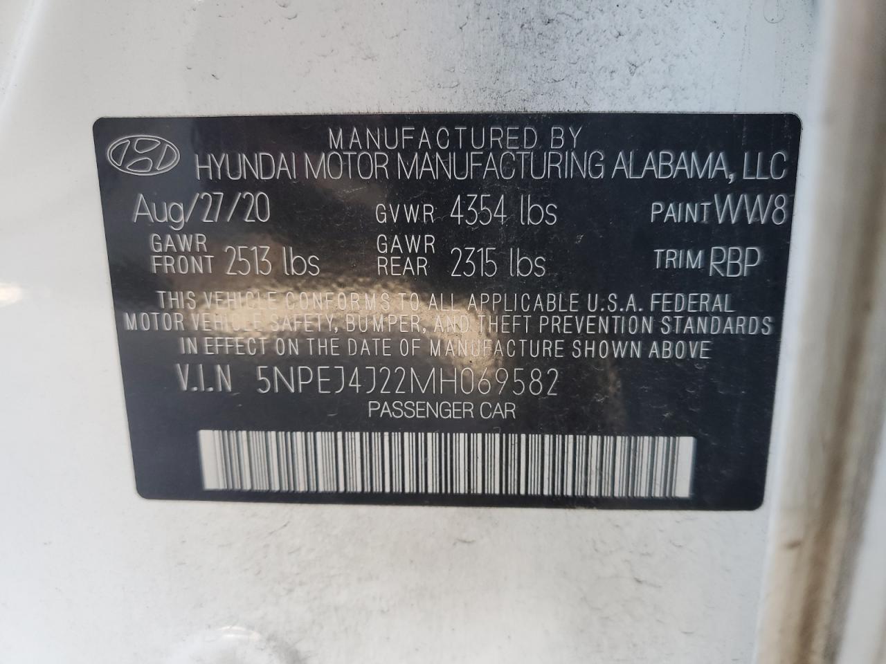 Photo 11 VIN: 5NPEJ4J22MH069582 - HYUNDAI SONATA 