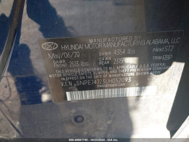 Photo 8 VIN: 5NPEJ4J23LH052093 - HYUNDAI SONATA 