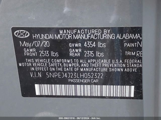 Photo 8 VIN: 5NPEJ4J23LH052322 - HYUNDAI SONATA 