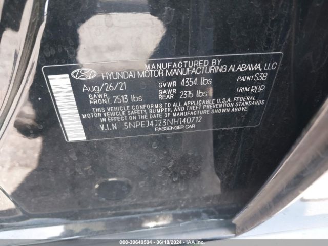 Photo 8 VIN: 5NPEJ4J23NH140712 - HYUNDAI SONATA 