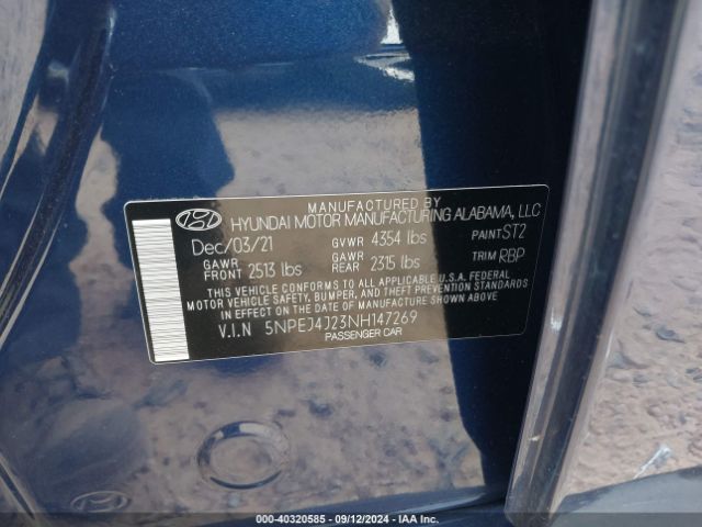 Photo 8 VIN: 5NPEJ4J23NH147269 - HYUNDAI SONATA 