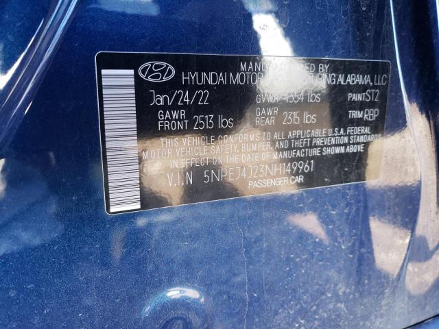 Photo 12 VIN: 5NPEJ4J23NH149961 - HYUNDAI SONATA 