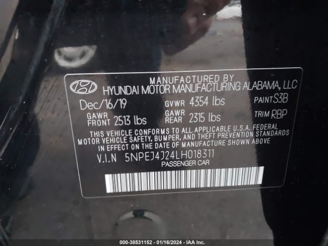 Photo 8 VIN: 5NPEJ4J24LH018311 - HYUNDAI SONATA 