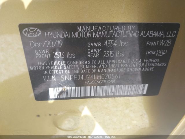 Photo 8 VIN: 5NPEJ4J24LH020561 - HYUNDAI SONATA 