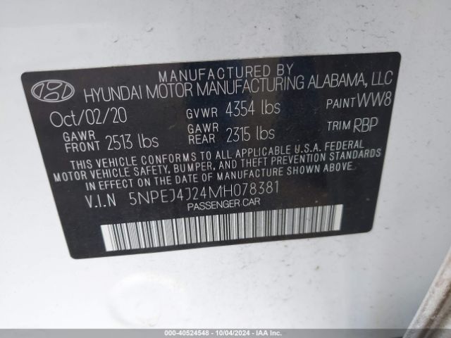 Photo 8 VIN: 5NPEJ4J24MH078381 - HYUNDAI SONATA 