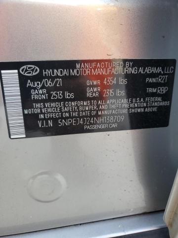 Photo 11 VIN: 5NPEJ4J24NH138709 - HYUNDAI SONATA SEL 