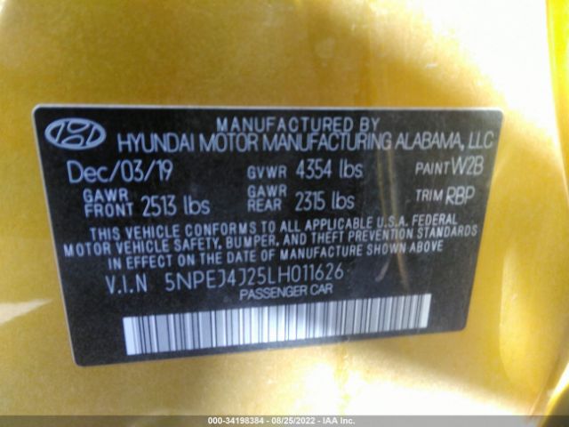 Photo 8 VIN: 5NPEJ4J25LH011626 - HYUNDAI SONATA 