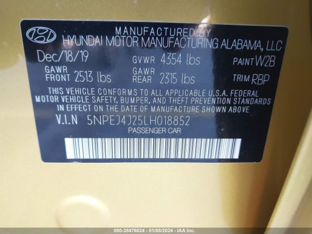 Photo 8 VIN: 5NPEJ4J25LH018852 - HYUNDAI SONATA 