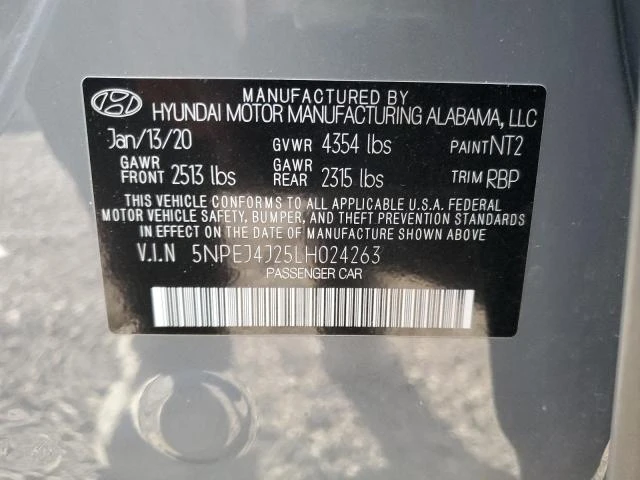 Photo 12 VIN: 5NPEJ4J25LH024263 - HYUNDAI SONATA SEL 