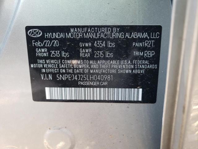 Photo 9 VIN: 5NPEJ4J25LH040981 - HYUNDAI SONATA SEL 