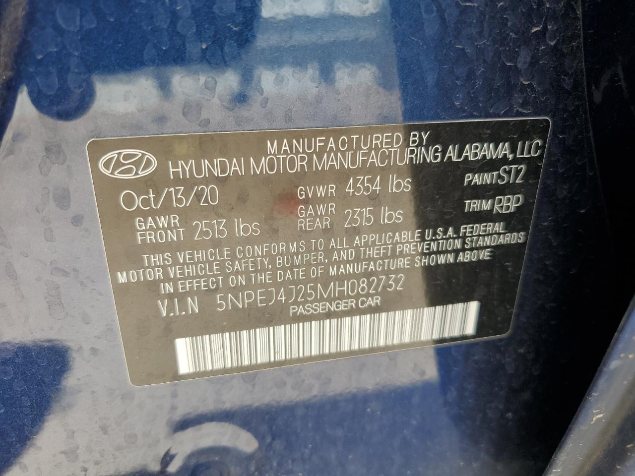 Photo 11 VIN: 5NPEJ4J25MH082732 - HYUNDAI SONATA 