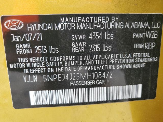 Photo 12 VIN: 5NPEJ4J25MH108472 - HYUNDAI SONATA 