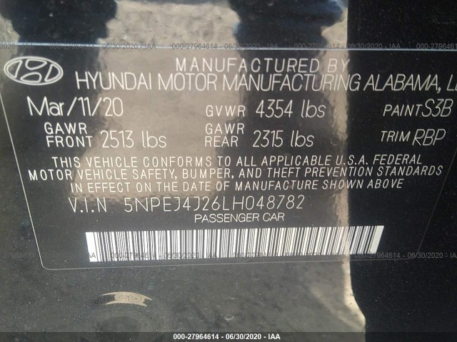 Photo 8 VIN: 5NPEJ4J26LH048782 - HYUNDAI SONATA 