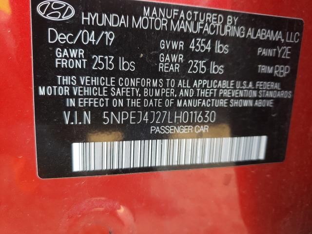 Photo 9 VIN: 5NPEJ4J27LH011630 - HYUNDAI SONATA SEL 