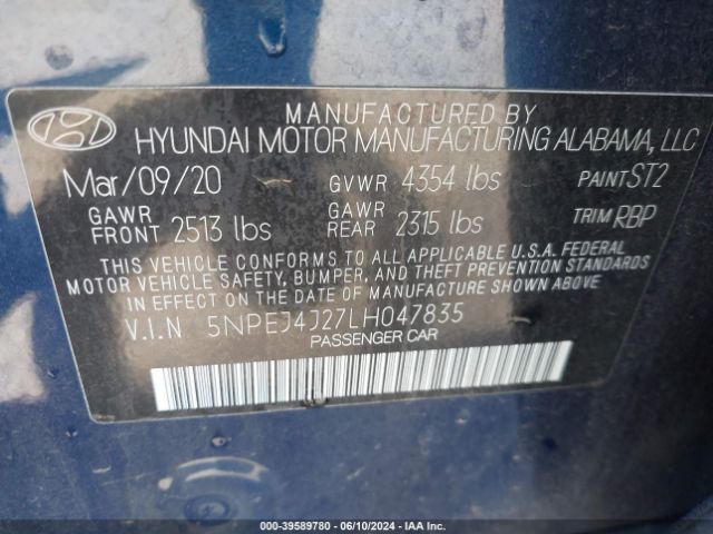 Photo 8 VIN: 5NPEJ4J27LH047835 - HYUNDAI SONATA 