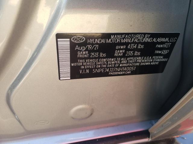 Photo 9 VIN: 5NPEJ4J27NH140051 - HYUNDAI SONATA SEL 