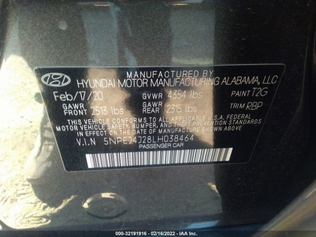 Photo 8 VIN: 5NPEJ4J28LH038464 - HYUNDAI SONATA 