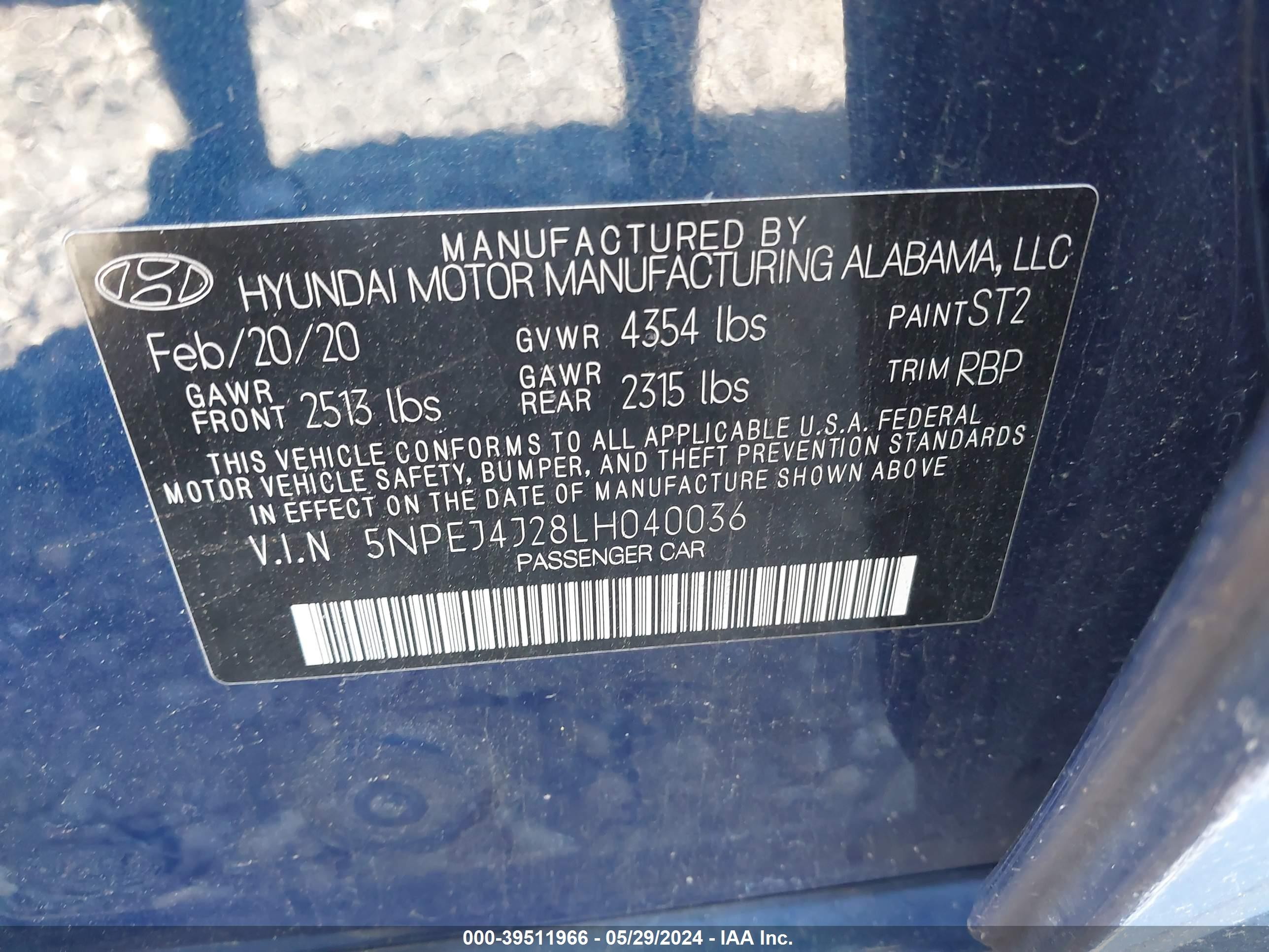 Photo 8 VIN: 5NPEJ4J28LH040036 - HYUNDAI SONATA 