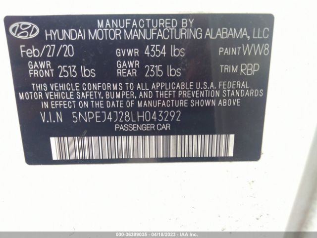 Photo 8 VIN: 5NPEJ4J28LH043292 - HYUNDAI SONATA 