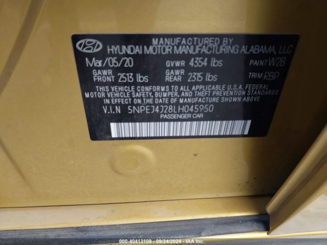 Photo 8 VIN: 5NPEJ4J28LH045950 - HYUNDAI SONATA 