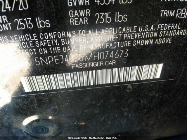 Photo 8 VIN: 5NPEJ4J28MH074673 - HYUNDAI SONATA 