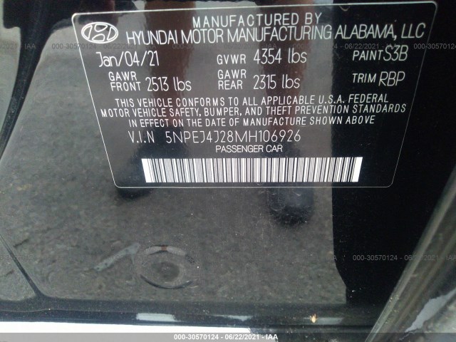 Photo 8 VIN: 5NPEJ4J28MH106926 - HYUNDAI SONATA 