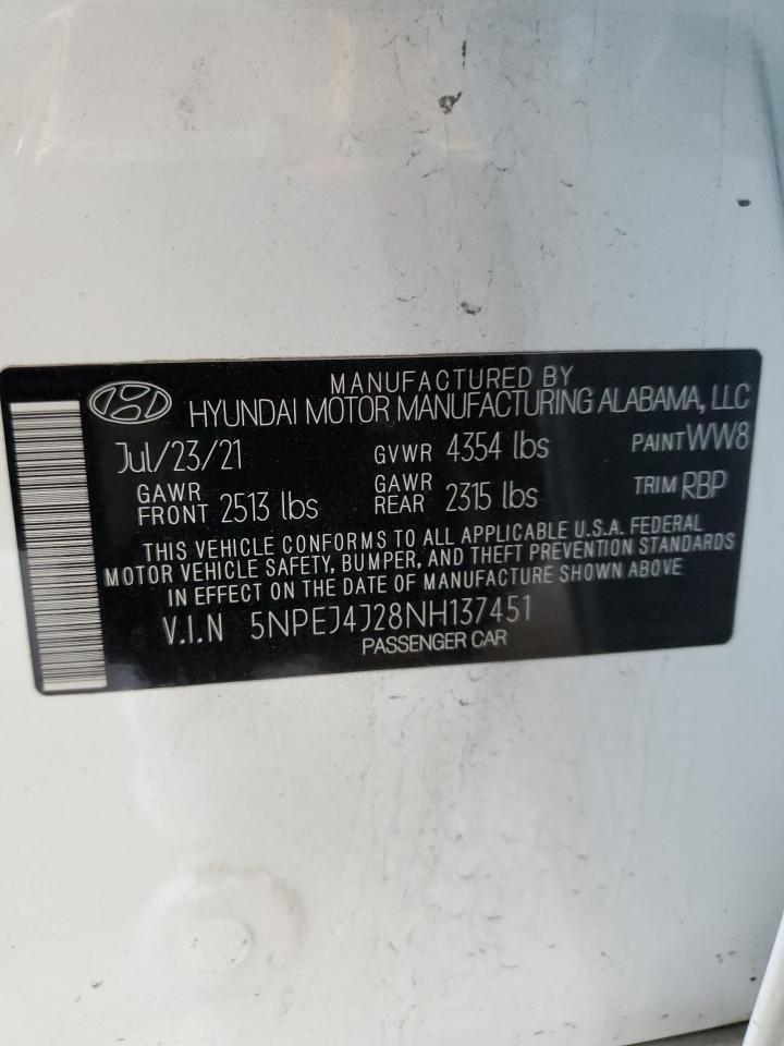 Photo 11 VIN: 5NPEJ4J28NH137451 - HYUNDAI SONATA 