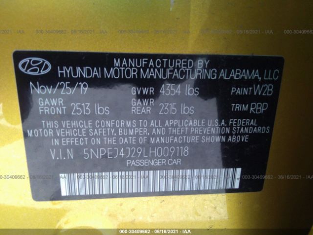 Photo 8 VIN: 5NPEJ4J29LH009118 - HYUNDAI SONATA 