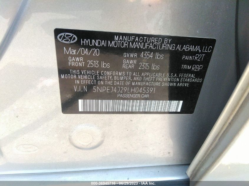 Photo 8 VIN: 5NPEJ4J29LH045391 - HYUNDAI SONATA 