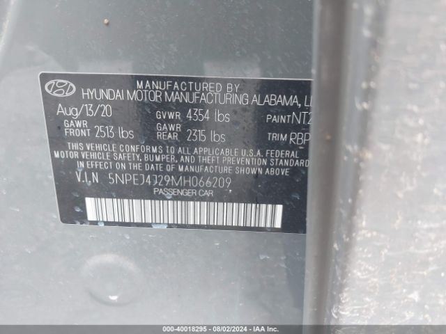 Photo 8 VIN: 5NPEJ4J29MH066209 - HYUNDAI SONATA 