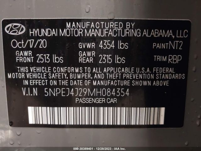 Photo 8 VIN: 5NPEJ4J29MH084354 - HYUNDAI SONATA 