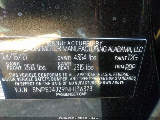 Photo 8 VIN: 5NPEJ4J29NH136373 - HYUNDAI SONATA 