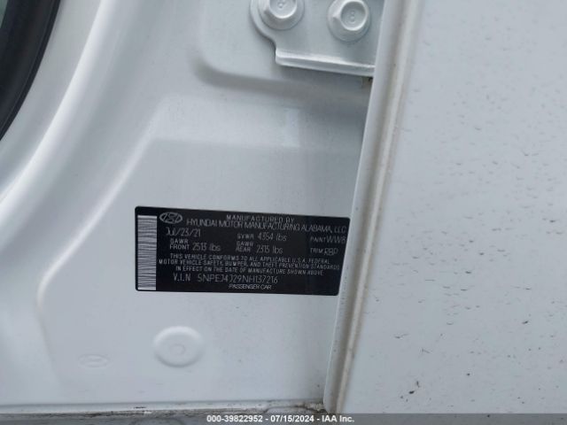 Photo 8 VIN: 5NPEJ4J29NH137216 - HYUNDAI SONATA 