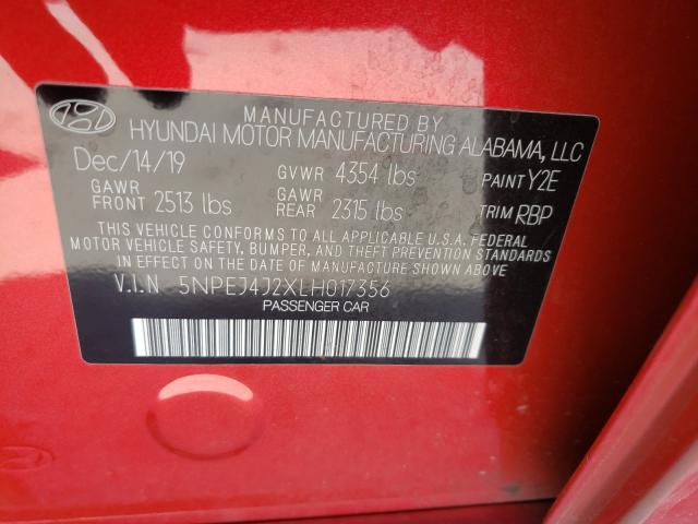 Photo 9 VIN: 5NPEJ4J2XLH017356 - HYUNDAI SONATA SEL 