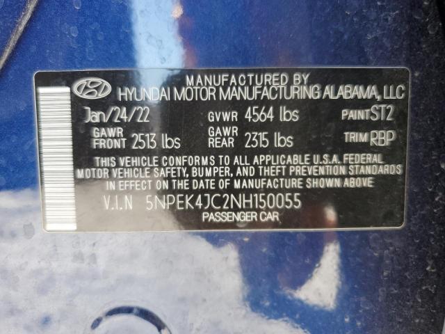 Photo 12 VIN: 5NPEK4JC2NH150055 - HYUNDAI SONATA 