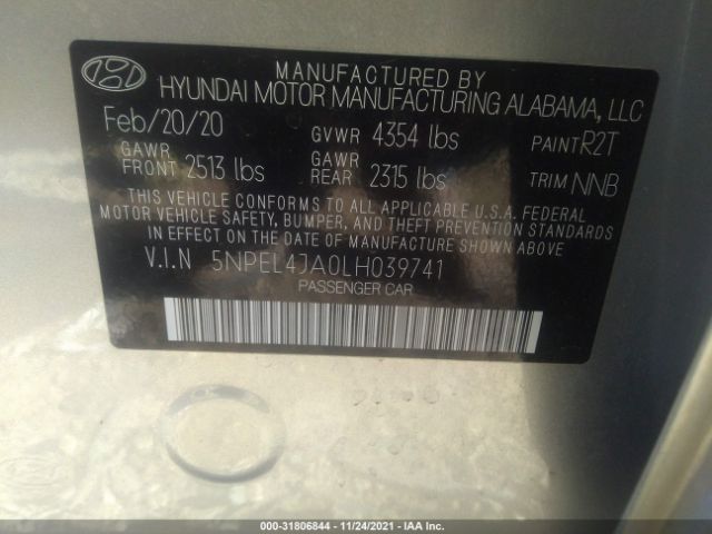 Photo 8 VIN: 5NPEL4JA0LH039741 - HYUNDAI SONATA 