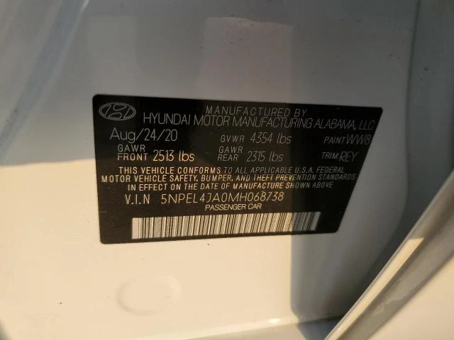 Photo 11 VIN: 5NPEL4JA0MH068738 - HYUNDAI SONATA SEL 