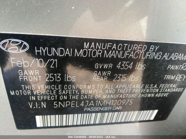 Photo 8 VIN: 5NPEL4JA1MH120975 - HYUNDAI SONATA 