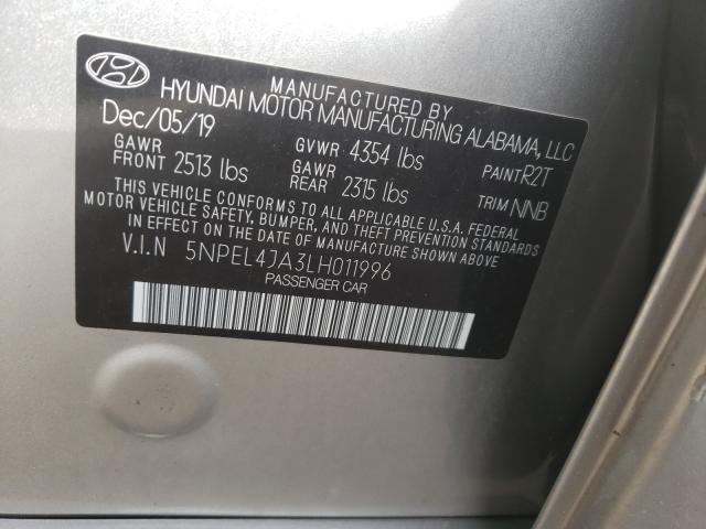 Photo 9 VIN: 5NPEL4JA3LH011996 - HYUNDAI SONATA SEL 