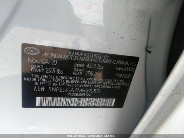 Photo 8 VIN: 5NPEL4JA4MH090810 - HYUNDAI SONATA 