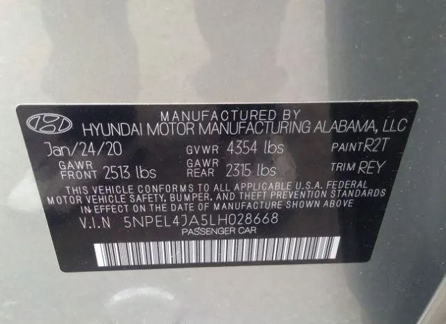 Photo 8 VIN: 5NPEL4JA5LH028668 - HYUNDAI SONATA 