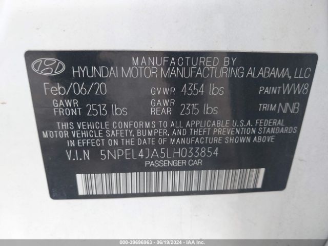 Photo 8 VIN: 5NPEL4JA5LH033854 - HYUNDAI SONATA 