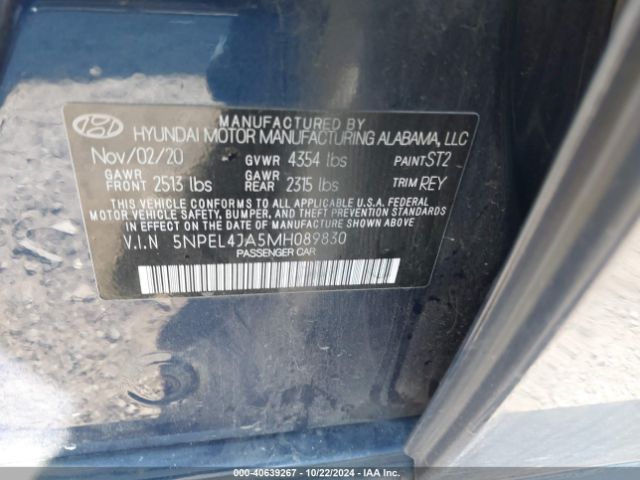 Photo 8 VIN: 5NPEL4JA5MH089830 - HYUNDAI SONATA 