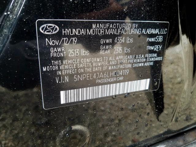 Photo 9 VIN: 5NPEL4JA6LH004119 - HYUNDAI SONATA SEL 