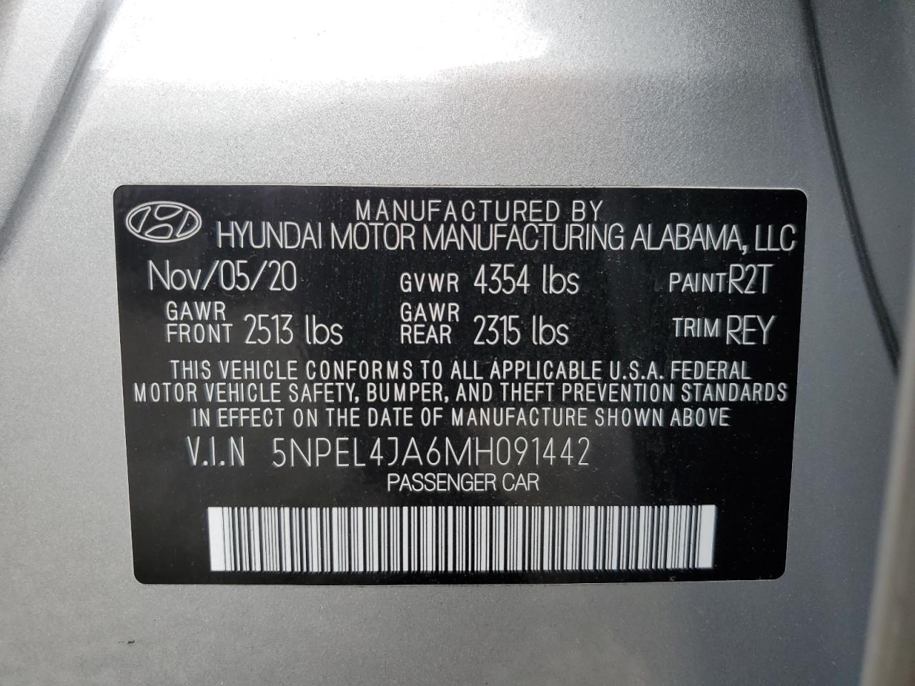 Photo 11 VIN: 5NPEL4JA6MH091442 - HYUNDAI SONATA 