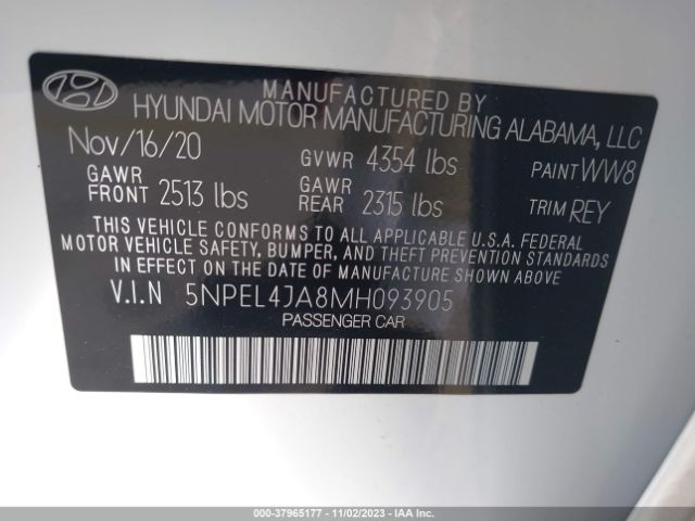 Photo 8 VIN: 5NPEL4JA8MH093905 - HYUNDAI SONATA 