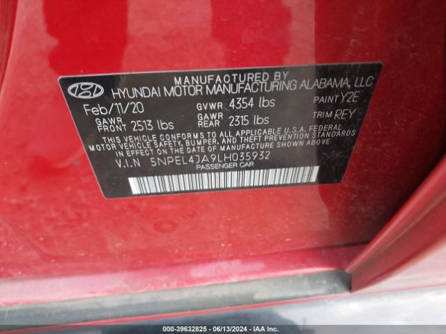 Photo 8 VIN: 5NPEL4JA9LH035932 - HYUNDAI SONATA 